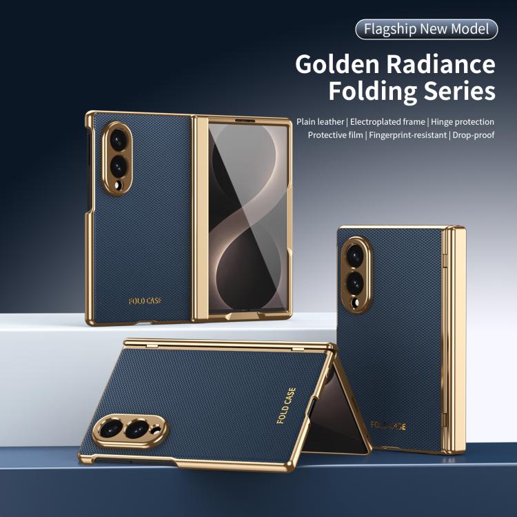 Custodia per telefono pieghevole antiurto in PC galvanizzato e pelle vegana, For Galaxy Z Fold8 5G, For Galaxy Z Fold8 Ultra 5G, For Galaxy Z Flip8 5G, For Galaxy Z Fold7 5G