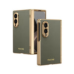 Custodia per telefono pieghevole antiurto in PC galvanizzato e pelle vegana, For Galaxy Z Fold8 5G, For Galaxy Z Fold8 Ultra 5G, For Galaxy Z Flip8 5G, For Galaxy Z Fold7 5G