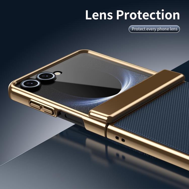 Custodia per telefono pieghevole antiurto in PC galvanizzato e pelle vegana, For Galaxy Z Flip7 5G, For Galaxy Z Flip6, For Galaxy Z Fold6, For Galaxy Z Fold5 5G