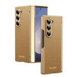 Custodia per telefono pieghevole antiurto in PC galvanizzato e pelle vegana, For Galaxy Z Flip7 5G, For Galaxy Z Flip6, For Galaxy Z Fold6, For Galaxy Z Fold5 5G
