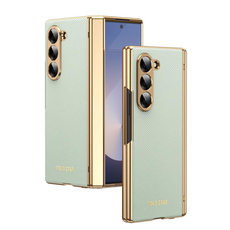 Custodia per telefono pieghevole antiurto in PC galvanizzato e pelle vegana, For Galaxy Z Flip7 5G, For Galaxy Z Flip6, For Galaxy Z Fold6, For Galaxy Z Fold5 5G