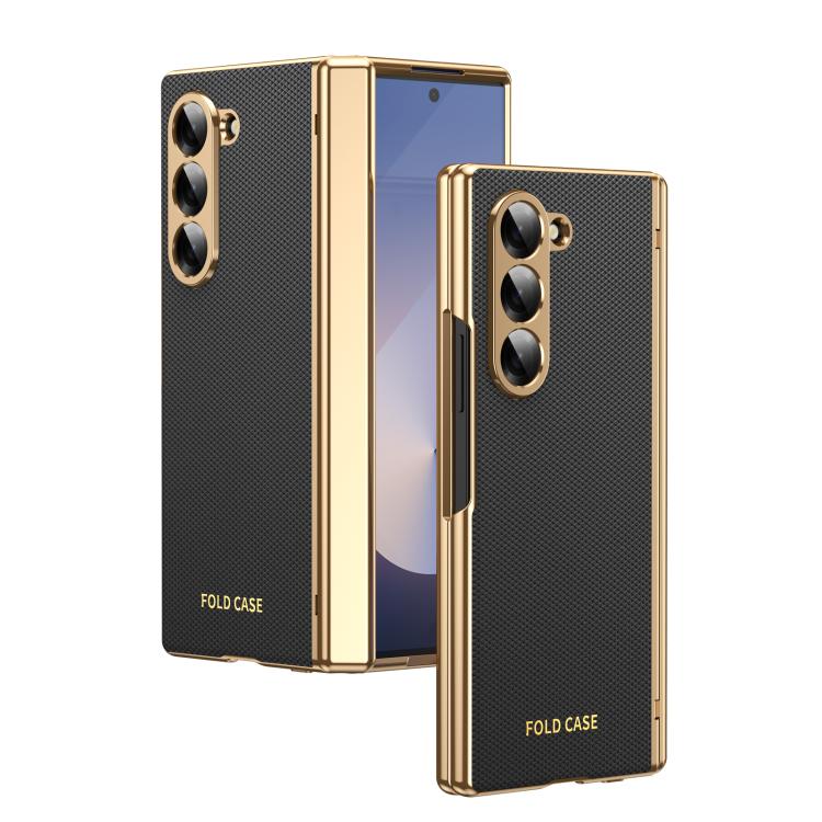 Custodia per telefono pieghevole antiurto in PC galvanizzato e pelle vegana, For Galaxy Z Flip7 5G, For Galaxy Z Flip6, For Galaxy Z Fold6, For Galaxy Z Fold5 5G