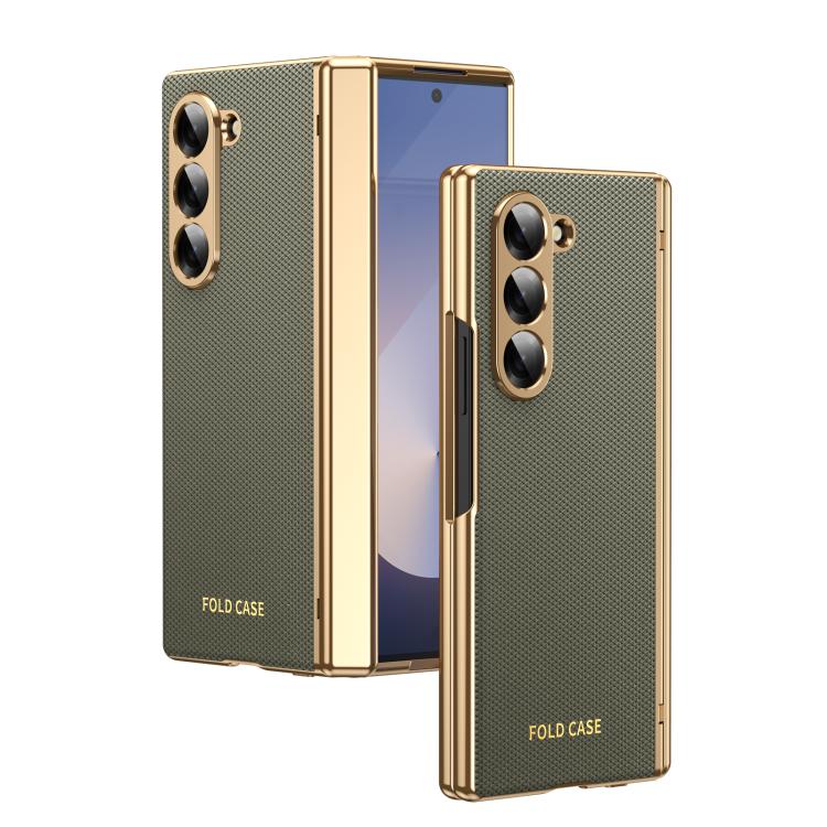 Custodia per telefono pieghevole antiurto in PC galvanizzato e pelle vegana, For Galaxy Z Flip7 5G, For Galaxy Z Flip6, For Galaxy Z Fold6, For Galaxy Z Fold5 5G