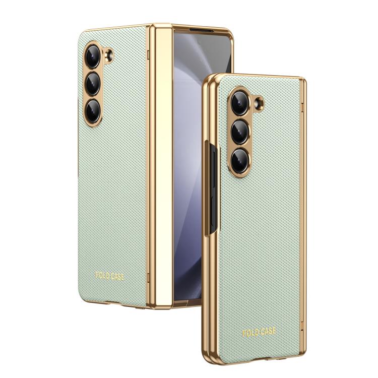 Custodia per telefono pieghevole antiurto in PC galvanizzato e pelle vegana, For Galaxy Z Flip7 5G, For Galaxy Z Flip6, For Galaxy Z Fold6, For Galaxy Z Fold5 5G
