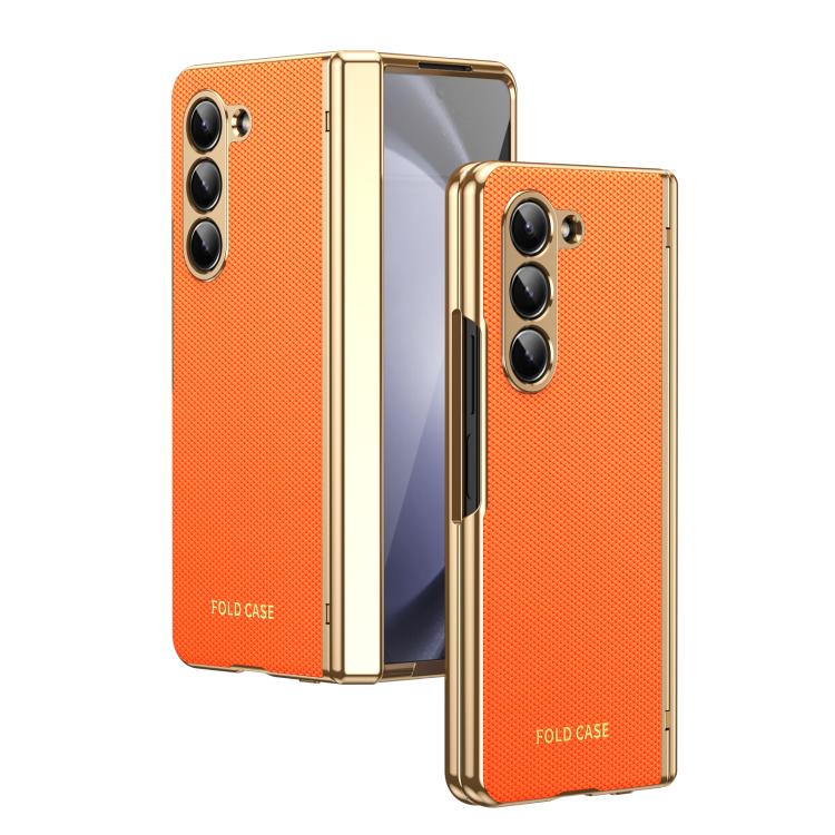 Custodia per telefono pieghevole antiurto in PC galvanizzato e pelle vegana, For Galaxy Z Flip7 5G, For Galaxy Z Flip6, For Galaxy Z Fold6, For Galaxy Z Fold5 5G