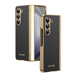 Custodia per telefono pieghevole antiurto in PC galvanizzato e pelle vegana, For Galaxy Z Flip7 5G, For Galaxy Z Flip6, For Galaxy Z Fold6, For Galaxy Z Fold5 5G
