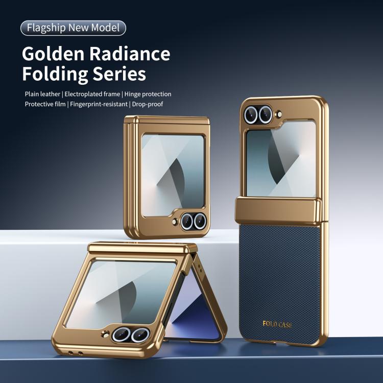 Custodia per telefono pieghevole antiurto in PC galvanizzato e pelle vegana, For Galaxy Z Flip5 5G, For Galaxy Z Fold4 5G, For Galaxy Z Flip4 5G, For Galaxy Z Flip3 5G