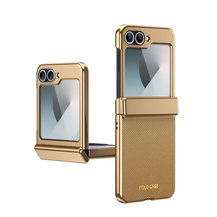 Custodia per telefono pieghevole antiurto in PC galvanizzato e pelle vegana, For Galaxy Z Flip5 5G, For Galaxy Z Fold4 5G, For Galaxy Z Flip4 5G, For Galaxy Z Flip3 5G