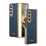 Custodia per telefono pieghevole antiurto in PC galvanizzato e pelle vegana, For Galaxy Z Flip5 5G, For Galaxy Z Fold4 5G, For Galaxy Z Flip4 5G, For Galaxy Z Flip3 5G