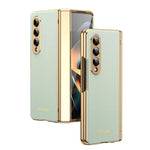 Custodia per telefono pieghevole antiurto in PC galvanizzato e pelle vegana, For Galaxy Z Flip5 5G, For Galaxy Z Fold4 5G, For Galaxy Z Flip4 5G, For Galaxy Z Flip3 5G