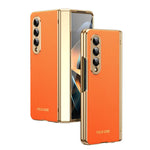 Custodia per telefono pieghevole antiurto in PC galvanizzato e pelle vegana, For Galaxy Z Flip5 5G, For Galaxy Z Fold4 5G, For Galaxy Z Flip4 5G, For Galaxy Z Flip3 5G