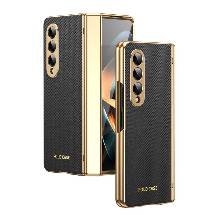 Custodia per telefono pieghevole antiurto in PC galvanizzato e pelle vegana, For Galaxy Z Flip5 5G, For Galaxy Z Fold4 5G, For Galaxy Z Flip4 5G, For Galaxy Z Flip3 5G
