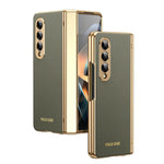 Custodia per telefono pieghevole antiurto in PC galvanizzato e pelle vegana, For Galaxy Z Flip5 5G, For Galaxy Z Fold4 5G, For Galaxy Z Flip4 5G, For Galaxy Z Flip3 5G