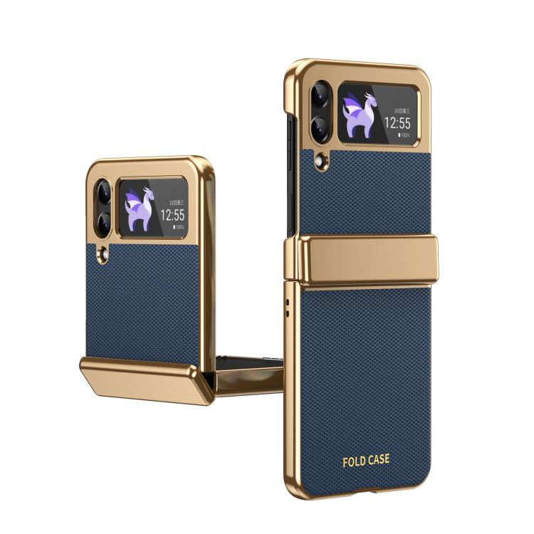 Custodia per telefono pieghevole antiurto in PC galvanizzato e pelle vegana, For Galaxy Z Flip5 5G, For Galaxy Z Fold4 5G, For Galaxy Z Flip4 5G, For Galaxy Z Flip3 5G