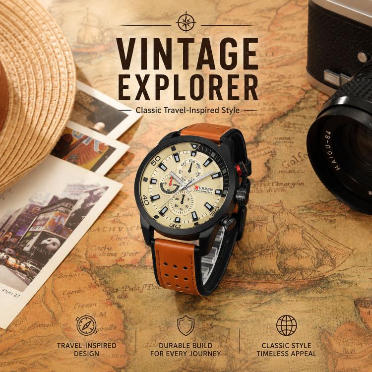 Orologio da uomo al quarzo CURREN M8250 con cinturino in pelle e display analogico