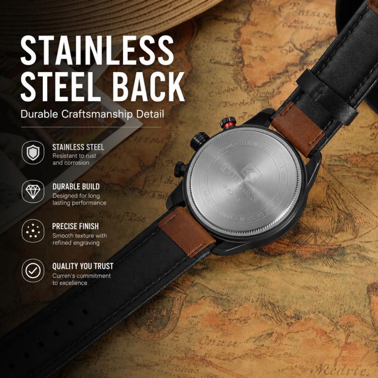 Orologio da uomo al quarzo CURREN M8250 con cinturino in pelle e display analogico