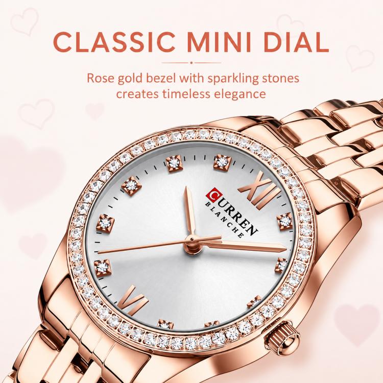 Orologio da donna CURREN 9086 al quarzo, elegante e con cinturino in acciaio inossidabile.