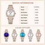 Orologio da donna CURREN 9086 al quarzo, elegante e con cinturino in acciaio inossidabile.