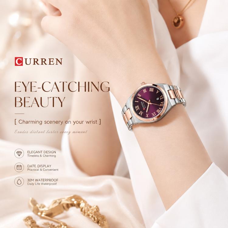 Orologio da donna CURREN 9095 al quarzo, elegante, con calendario e cinturino in acciaio inossidabile.