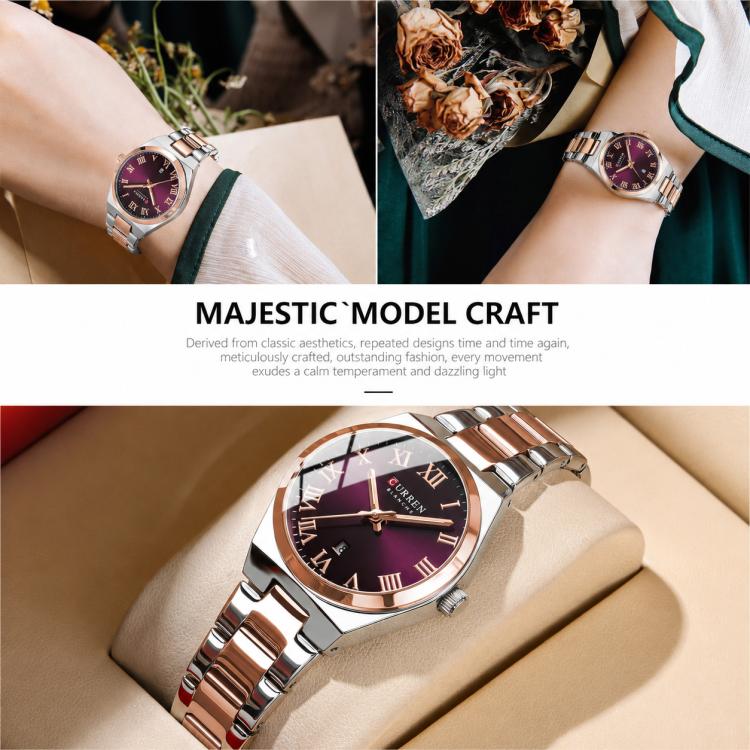 Orologio da donna CURREN 9095 al quarzo, elegante, con calendario e cinturino in acciaio inossidabile.