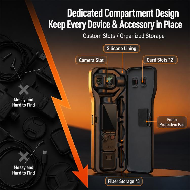 Custodia rigida protettiva integrale con scomparti portaoggetti per DJI Osmo Pocket4 Pro, For DJI Osmo Pocket 4P