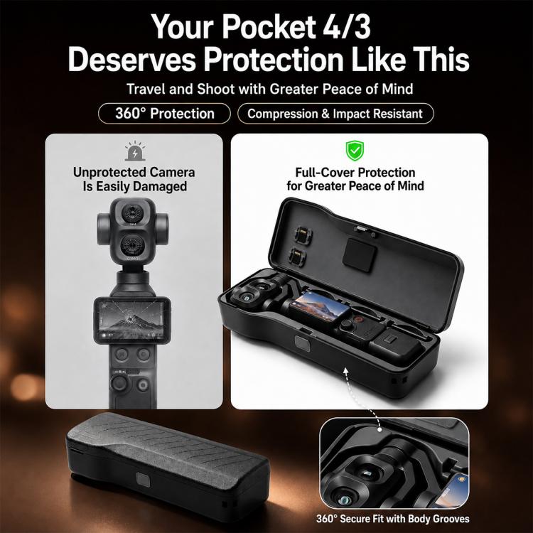 Custodia rigida protettiva integrale con scomparti portaoggetti per DJI Osmo Pocket4 Pro, For DJI Osmo Pocket 4P