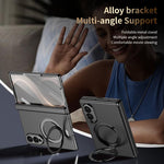 Custodia per telefono in pelle con cerniera magnetica e supporto pieghevole in metallo integrato., For Galaxy Z Fold8 5G, For Galaxy Z Fold8 Ultra 5G