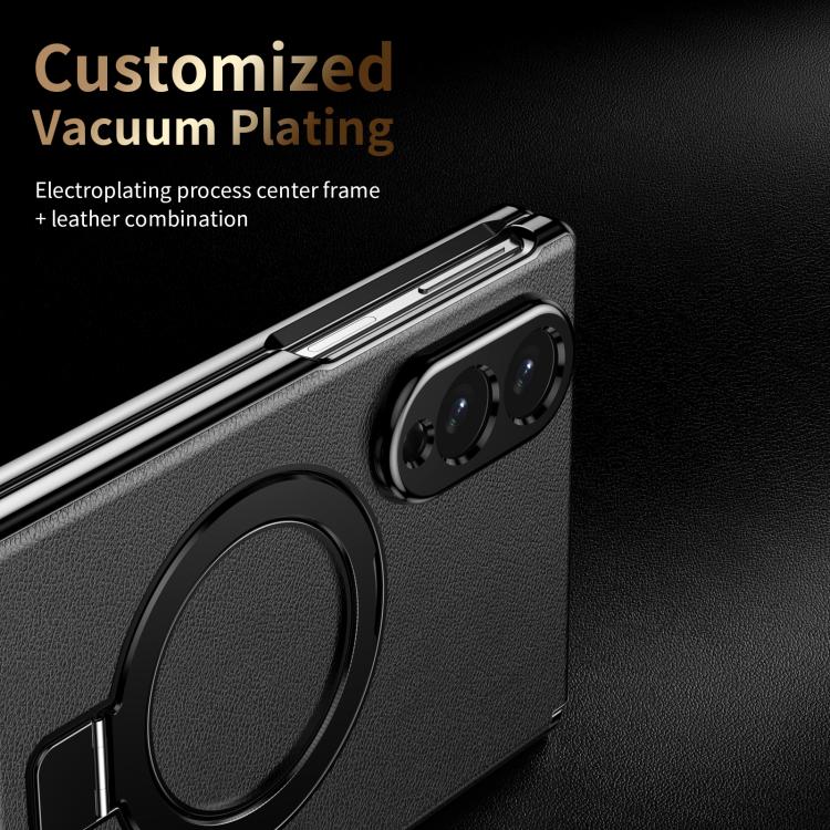 Custodia per telefono in pelle con cerniera magnetica e supporto pieghevole in metallo integrato., For Galaxy Z Fold8 5G, For Galaxy Z Fold8 Ultra 5G