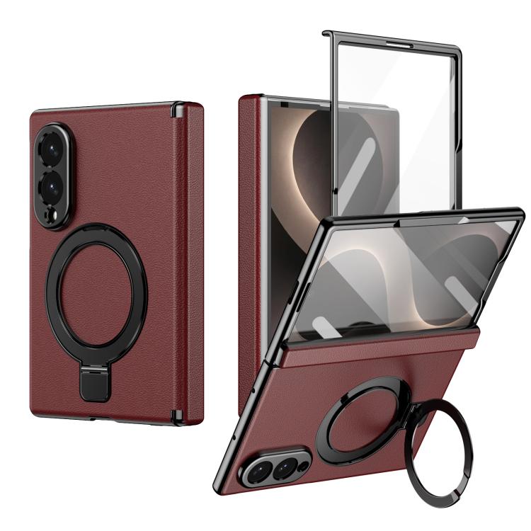 Custodia per telefono in pelle con cerniera magnetica e supporto pieghevole in metallo integrato., For Galaxy Z Fold8 5G, For Galaxy Z Fold8 Ultra 5G