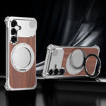 Custodia per telefono con supporto magnetico senza bordi in legno di noce per aromaterapia, For Galaxy S25 5G, For Galaxy S25 Ultra 5G