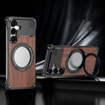 Custodia per telefono con supporto magnetico senza bordi in legno di noce per aromaterapia, For Galaxy S25 5G, For Galaxy S25 Ultra 5G