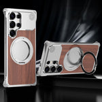 Custodia per telefono con supporto magnetico senza bordi in legno di noce per aromaterapia, For Galaxy S25 5G, For Galaxy S25 Ultra 5G