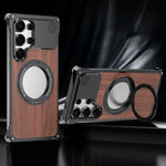 Custodia per telefono con supporto magnetico senza bordi in legno di noce per aromaterapia, For Galaxy S25 5G, For Galaxy S25 Ultra 5G