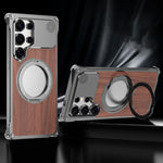 Custodia per telefono con supporto magnetico senza bordi in legno di noce per aromaterapia, For Galaxy S25 5G, For Galaxy S25 Ultra 5G