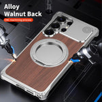 Custodia per telefono con supporto magnetico senza bordi in legno di noce per aromaterapia, For Galaxy S25 5G, For Galaxy S25 Ultra 5G