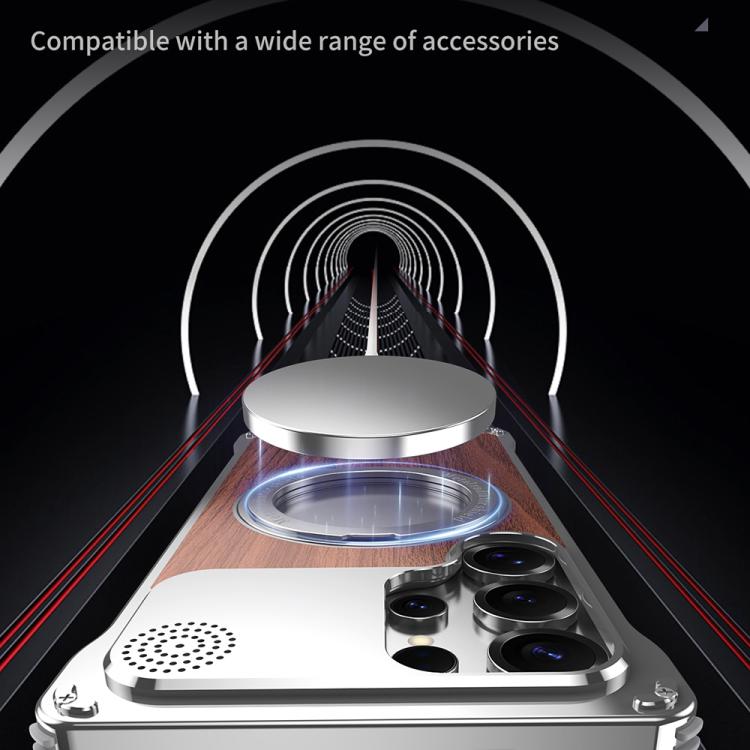 Custodia per telefono con supporto magnetico senza bordi in legno di noce per aromaterapia, For Galaxy S25 5G, For Galaxy S25 Ultra 5G