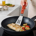 Spatola da cucina LsCook in acciaio inossidabile con manico in legno, Small Frying Spatula, Small Slotted Spatula, Small Griddle Scraper, Small Triangular Spatula, Large Griddle Scraper, Large Triangular Spatula, Angled Griddle Spatula                 ...