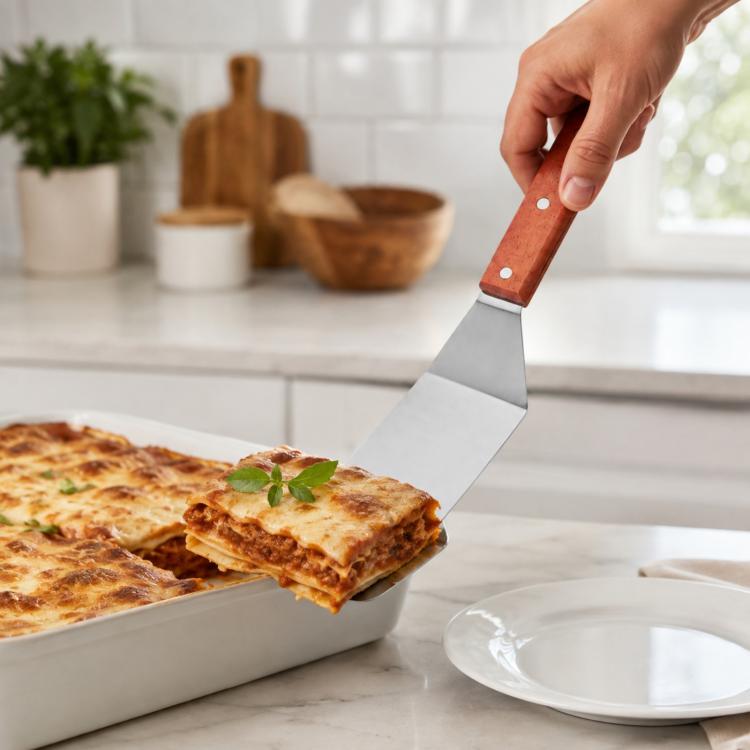Spatola da cucina LsCook in acciaio inossidabile con manico in legno, Small Frying Spatula, Small Slotted Spatula, Small Griddle Scraper, Small Triangular Spatula, Large Griddle Scraper, Large Triangular Spatula, Angled Griddle Spatula                 ...