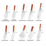 Spatola da cucina LsCook in acciaio inossidabile con manico in legno, Small Frying Spatula, Small Slotted Spatula, Small Griddle Scraper, Small Triangular Spatula, Large Griddle Scraper, Large Triangular Spatula, Angled Griddle Spatula                 ...