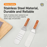 Spatola da cucina LsCook in acciaio inossidabile con manico in legno, Small Frying Spatula, Small Slotted Spatula, Small Griddle Scraper, Small Triangular Spatula, Large Griddle Scraper, Large Triangular Spatula, Angled Griddle Spatula                 ...