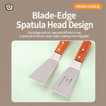 Spatola da cucina LsCook in acciaio inossidabile con manico in legno, Small Frying Spatula, Small Slotted Spatula, Small Griddle Scraper, Small Triangular Spatula, Large Griddle Scraper, Large Triangular Spatula, Angled Griddle Spatula                 ...