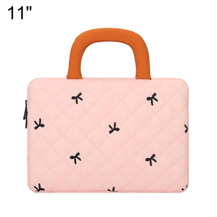 Stylish Bow-Quilted Design Portable Handheld Laptop Sleeve Bag, 11 inch, 14 inch, 15.6 inch