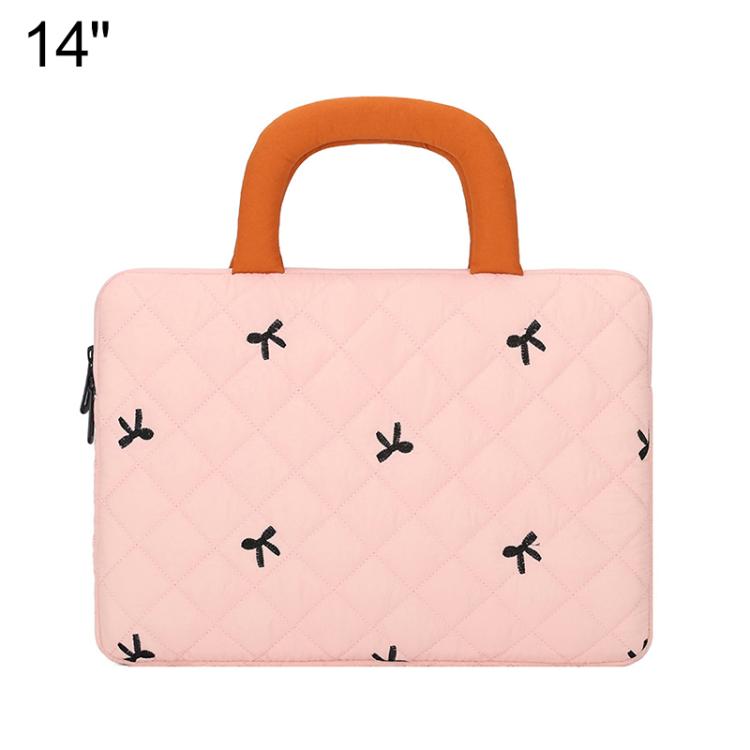 Stylish Bow-Quilted Design Portable Handheld Laptop Sleeve Bag, 11 inch, 14 inch, 15.6 inch