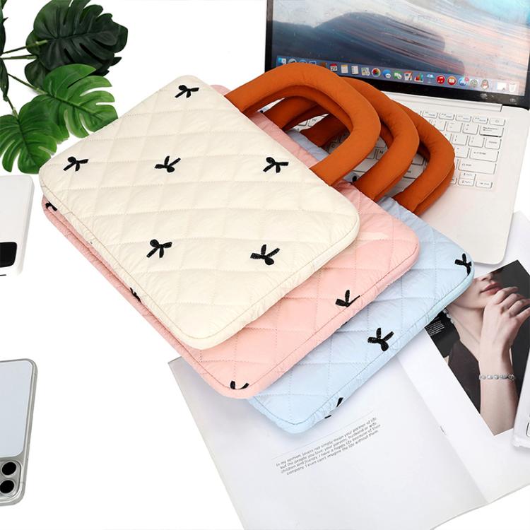 Stylish Bow-Quilted Design Portable Handheld Laptop Sleeve Bag, 11 inch, 14 inch, 15.6 inch