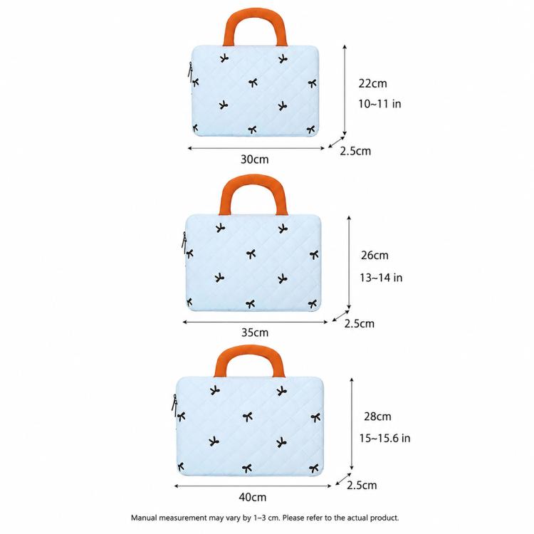 Stylish Bow-Quilted Design Portable Handheld Laptop Sleeve Bag, 11 inch, 14 inch, 15.6 inch