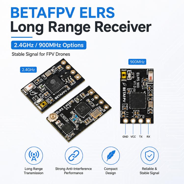 Ricevitore BETAFPV ELRS Nano 2.4GHz per droni da corsa FPV, lunghezza: 46mm, ELRS Nano
