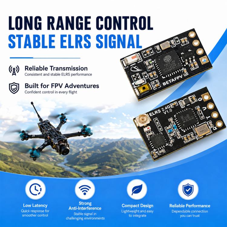 Ricevitore BETAFPV ELRS Nano 2.4GHz per droni da corsa FPV, lunghezza: 46mm, ELRS Nano