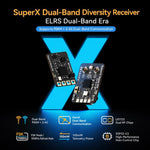 Ricevitore a doppia frequenza BETAFPV SuperX Nano ELRS Gemini Xross ELRS 2.4GHz + modulo 915M, SuperX