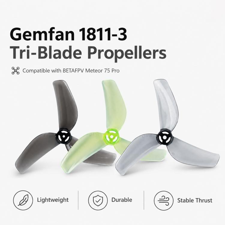 Eliche Gemfan 1811 a 3 pale con albero da 1,5 mm per quadricottero BETAFPV Meteor75 Pro