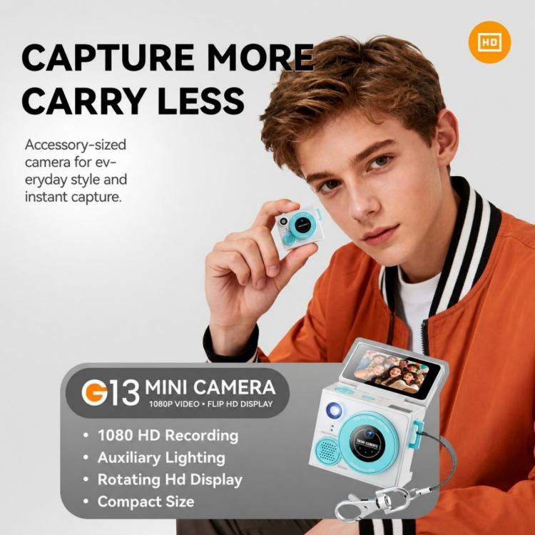 G13 Single Lens Sport Mini Flip 1.47 inch LCD Screen Thumb Camera, No Memory, 32G